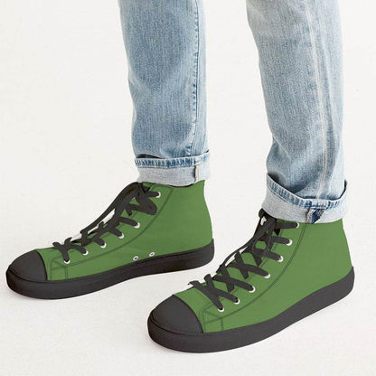 Deep Medium Lime Men's High-Top Canvas Sneakers (GL2-ME-DE) - Man CloseUp