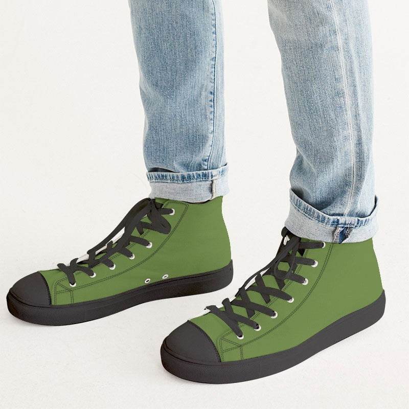 Deep Medium Lime Men's High-Top Canvas Sneakers (GL3-ME-DE) - Man CloseUp