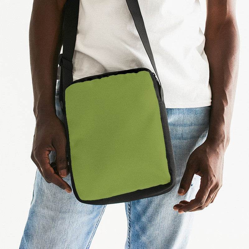 Deep Medium Lime Messenger Pouch (L-ME-DE) - Man Front CloseUp