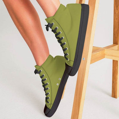 Deep Medium Lime Women's High-Top Canvas Sneakers (LY1-ME-DE) - Woman CloseUp