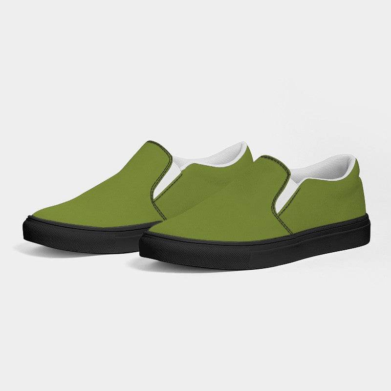 Deep Medium Lime Women's Slip-On Canvas Sneakers (L-ME-DE) - Side 3