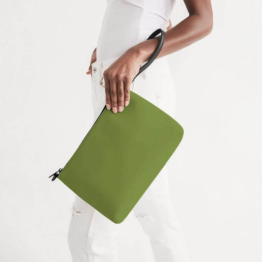 Deep Medium Lime Zip Pouch (L-ME-DE) - Side Holding