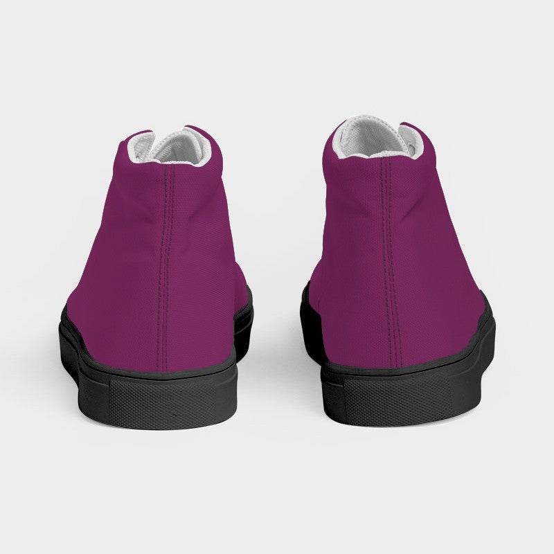 Deep Medium Magenta Women's High-Top Canvas Sneakers (PIM2-ME-DE) - Back