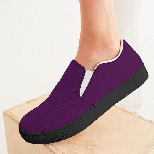 Deep Medium Magenta Women's Slip-On Canvas Sneakers (M-ME-DE) - Woman CloseUp