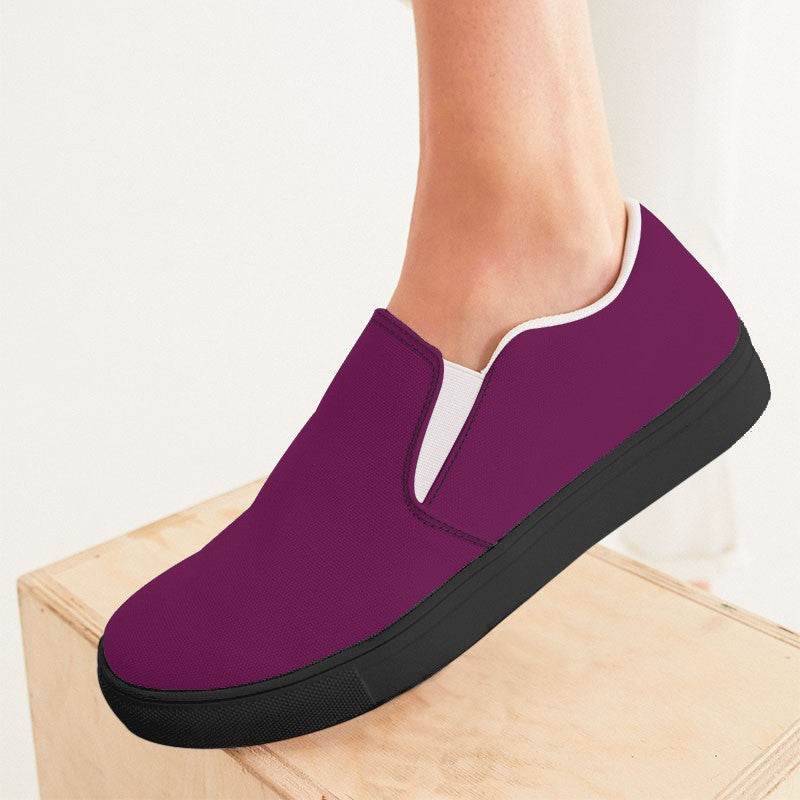Deep Medium Magenta Women's Slip-On Canvas Sneakers (PIM2-ME-DE) - Woman CloseUp