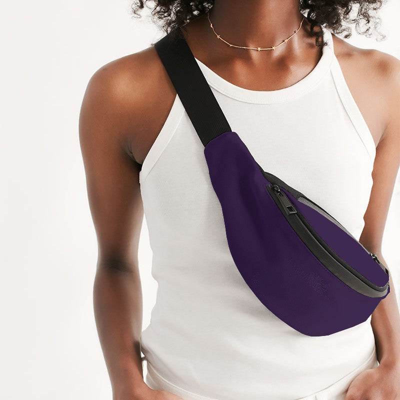 Deep Medium Purple Belt Bag (MPU3-ME-DE) - Woman Front CloseUp
