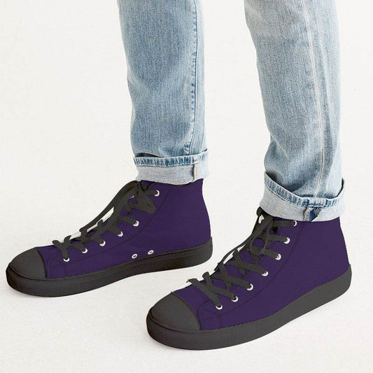 Deep Medium Purple Men's High-Top Canvas Sneakers (PU-ME-DE) - Man CloseUp