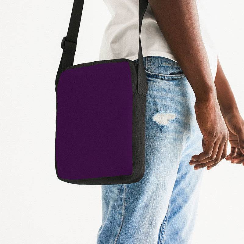 Deep Medium Purple Messenger Pouch (MPU1-ME-DE) - Man Side CloseUp