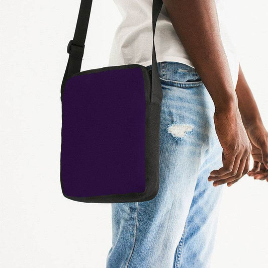 Deep Medium Purple Messenger Pouch (MPU3-ME-DE) - Man Side CloseUp
