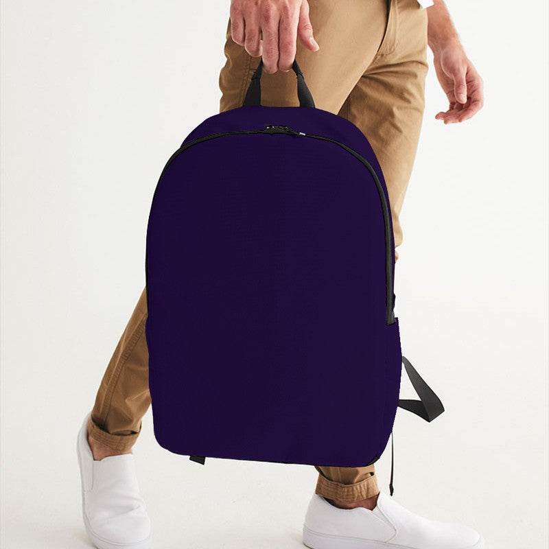 Deep Medium Purple Waterproof Backpack (PU-ME-DE) - Man Holding CloseUp