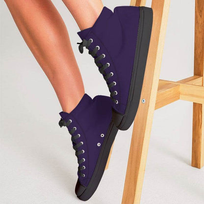 Deep Medium Purple Women's High-Top Canvas Sneakers (PU-ME-DE) - Woman CloseUp