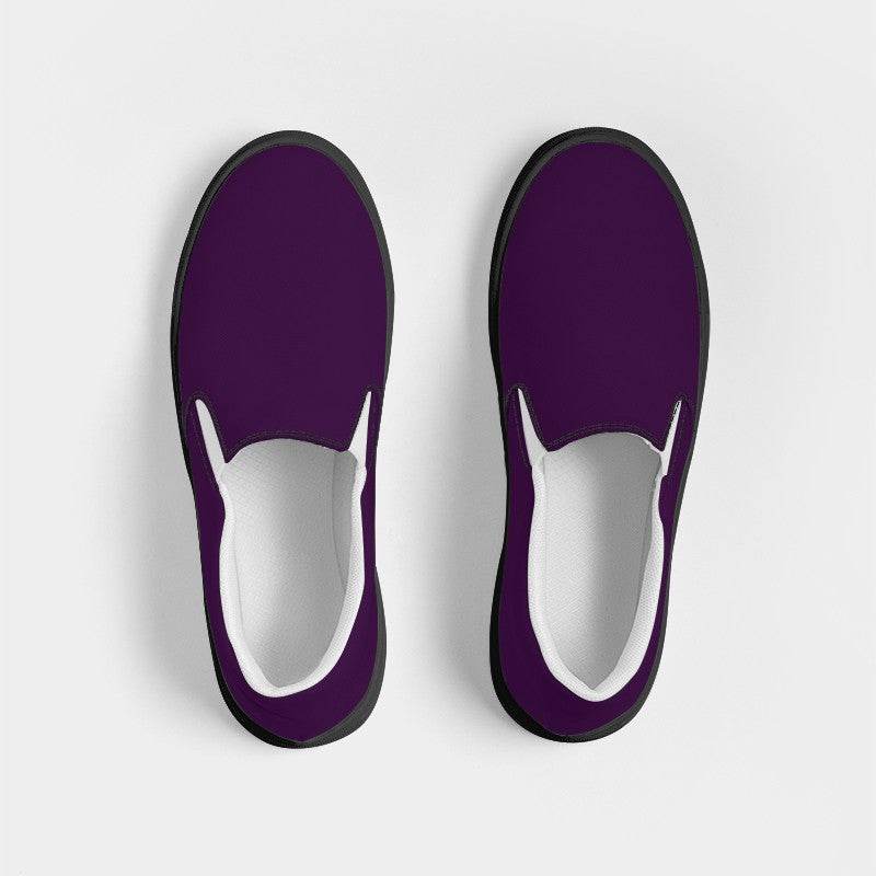 Deep Medium Purple Women's Slip-On Canvas Sneakers (MPU1-ME-DE) - Top