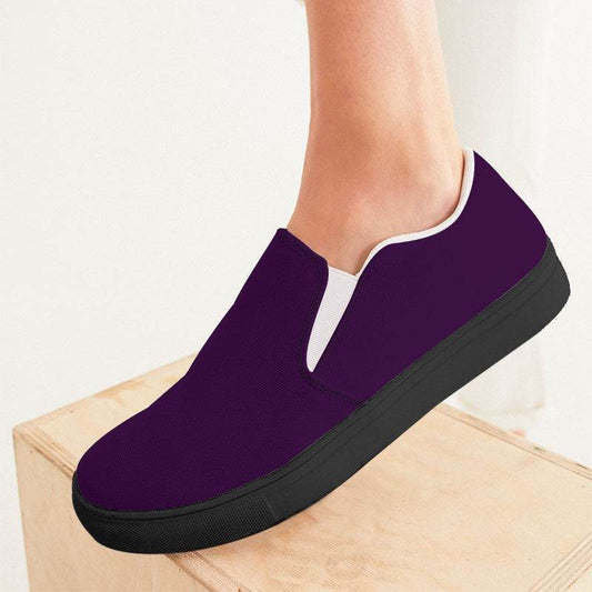 Deep Medium Purple Women's Slip-On Canvas Sneakers (MPU1-ME-DE) - Woman CloseUp