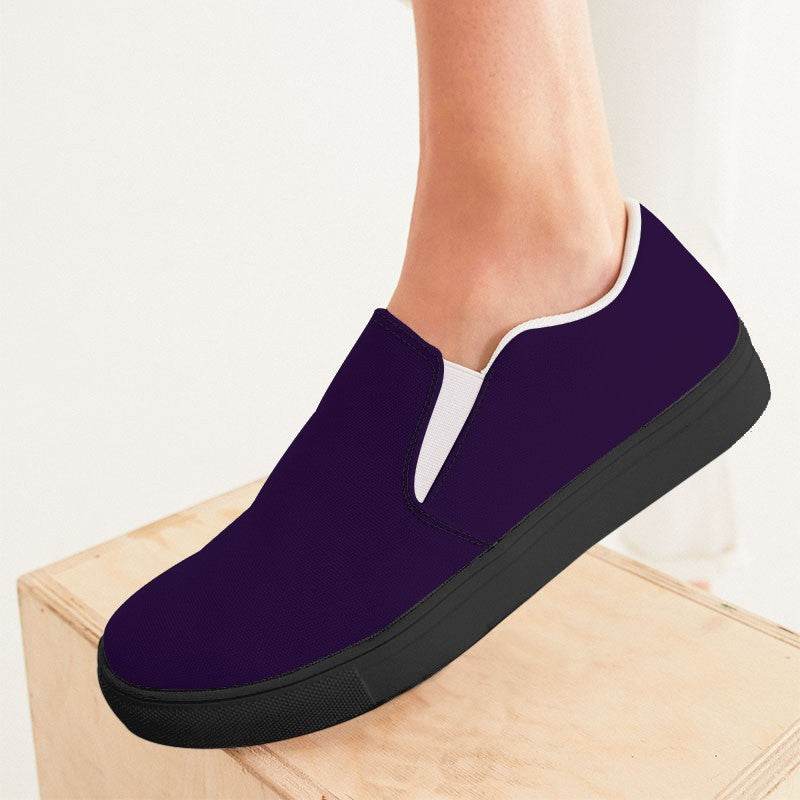 Deep Medium Purple Women's Slip-On Canvas Sneakers (MPU3-ME-DE) - Woman CloseUp