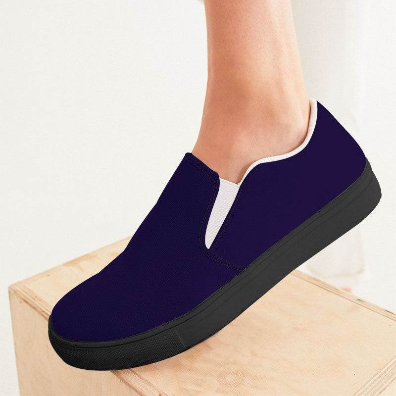 Deep Medium Purple Women's Slip-On Canvas Sneakers (PUI1-ME-DE) - Woman CloseUp