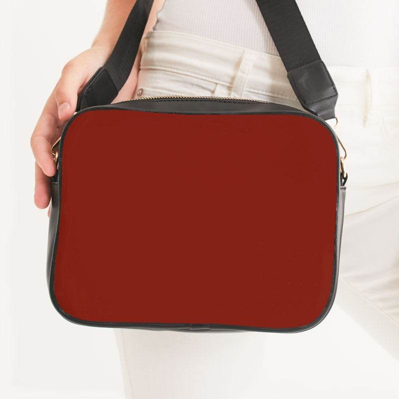 Deep Medium Red Crossbody Bag (R-ME-DE) - Woman Front CloseUp