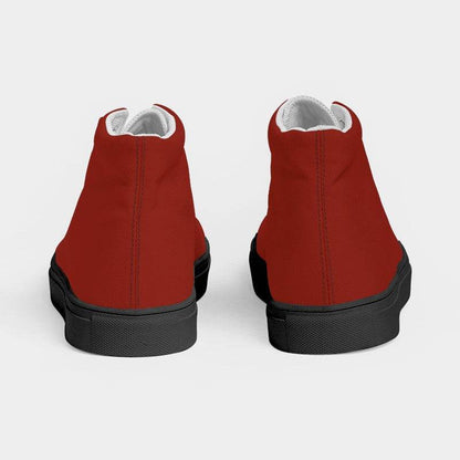 Deep Medium Red Men's High-Top Canvas Sneakers (R-ME-DE) - Back
