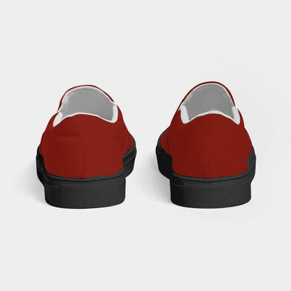 Deep Medium Red Men's Slip-On Canvas Sneakers (R-ME-DE) - Back