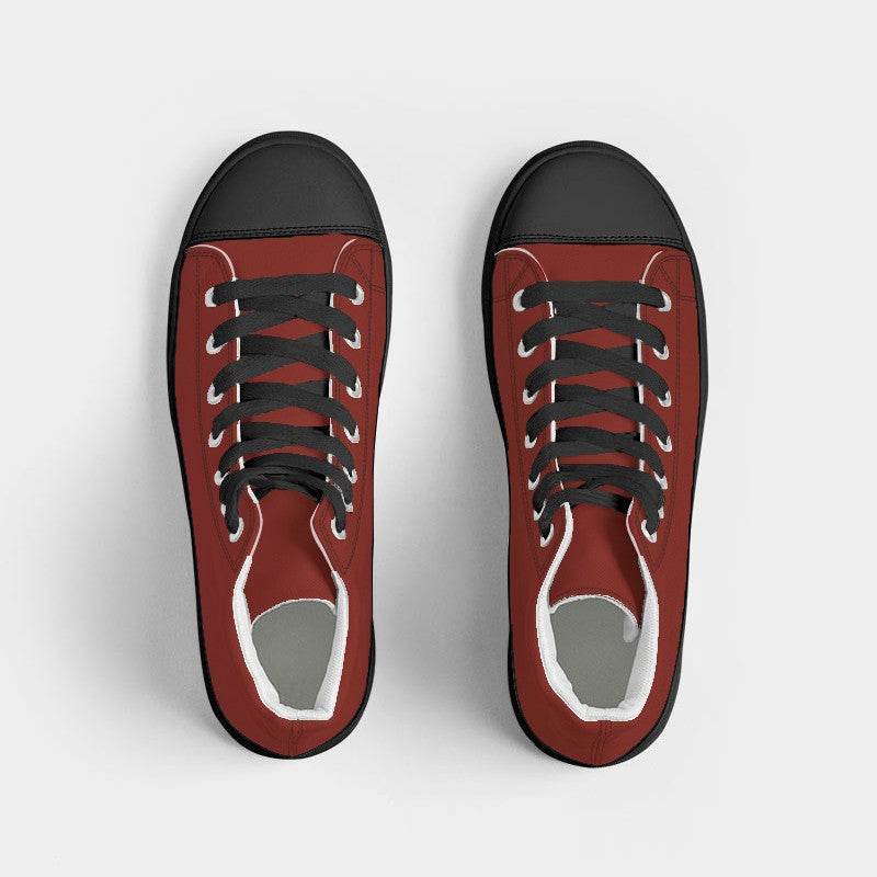 Deep Medium Red Women's High-Top Canvas Sneakers (R-ME-DE) - Top