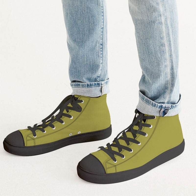 Deep Medium Yellow Men's High-Top Canvas Sneakers (LY2-ME-DE) - Man CloseUp