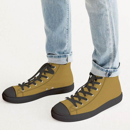 Deep Medium Yellow Men's High-Top Canvas Sneakers (YO1-ME-DE) - Man CloseUp