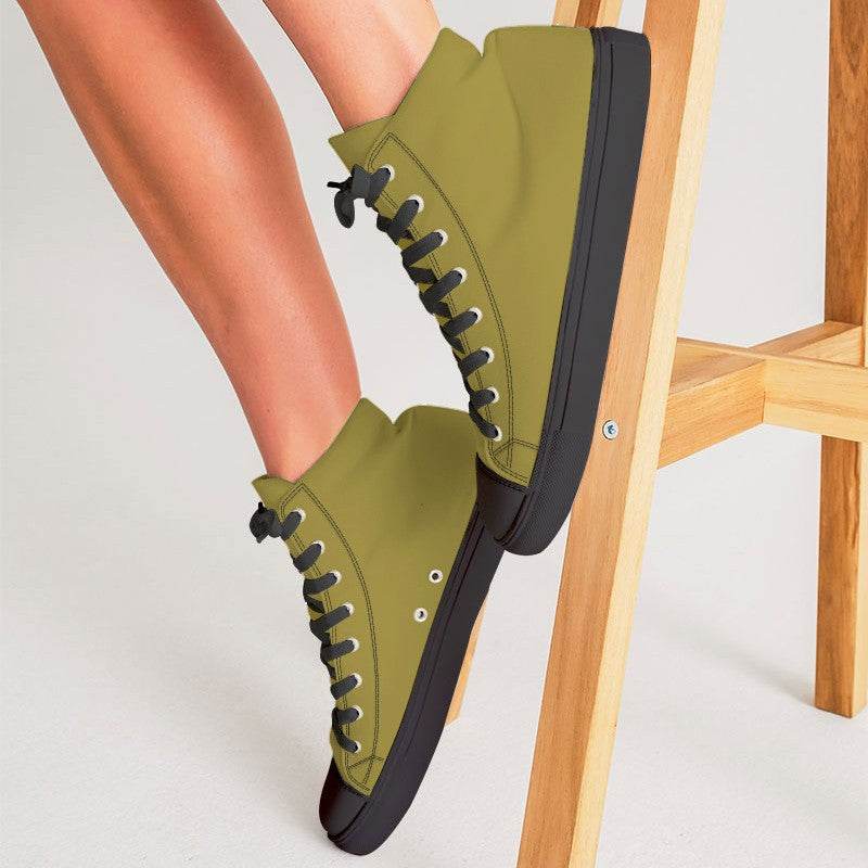 Deep Medium Yellow Women's High-Top Canvas Sneakers (LY3-ME-DE) - Woman CloseUp