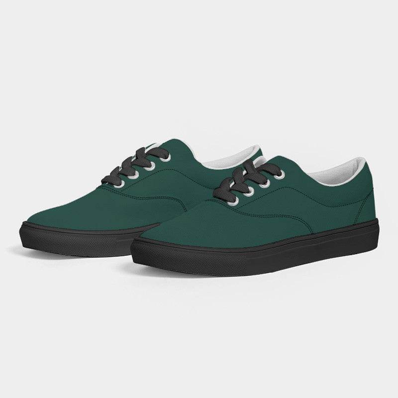 Deep Muted Blue-Green Women's Canvas Sneakers (BG-MU-DE) - Side 3