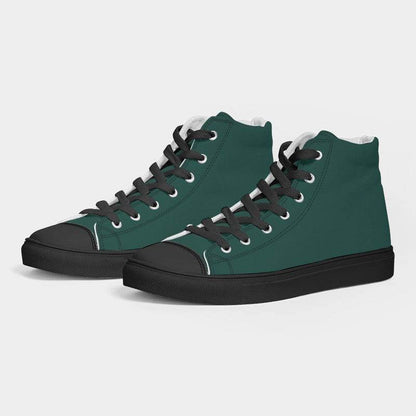 Deep Muted Blue-Green Women's High-Top Canvas Sneakers (BG-MU-DE) - Side 3