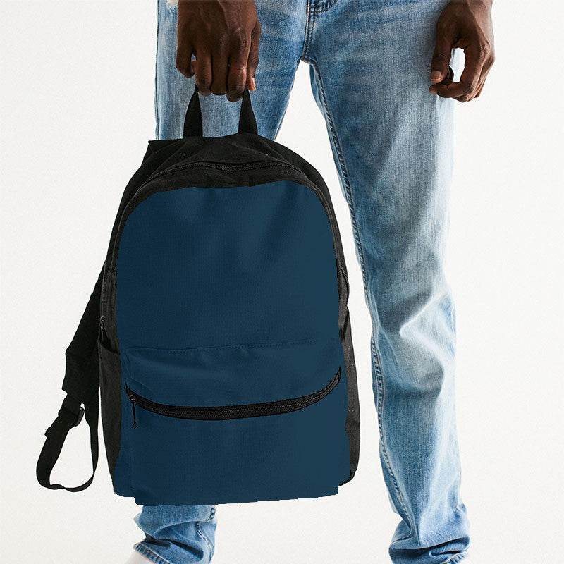 Deep Muted Blue Canvas Backpack (B-MU-DE) - Man Holding