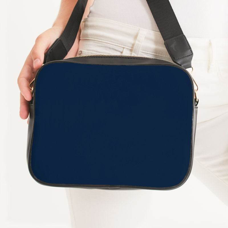 Deep Muted Blue Crossbody Bag (IB2-MU-DE) - Woman Front CloseUp