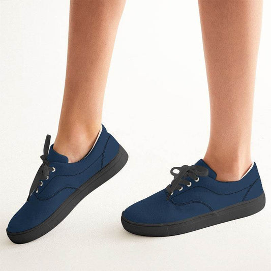Deep Muted Blue Women's Canvas Sneakers (IB2-MU-DE) - Woman CloseUp