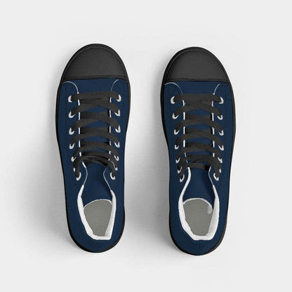 Deep Muted Blue Women's High-Top Canvas Sneakers (IB2-MU-DE) - Top