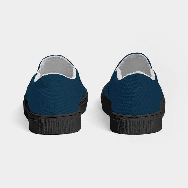 Deep Muted Blue Women's Slip-On Canvas Sneakers (B-MU-DE) - Back
