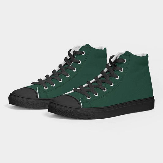 Deep Muted Green Men's High-Top Canvas Sneakers (BGG2-MU-DE) - Side 3