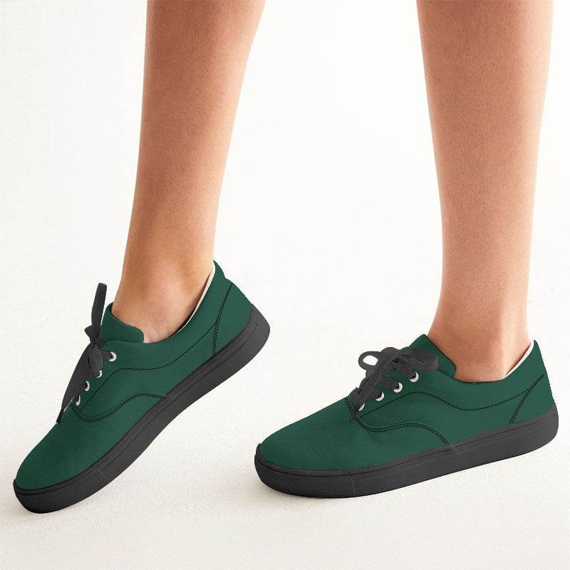 Deep Muted Green Women's Canvas Sneakers (BGG2-MU-DE) - Woman CloseUp