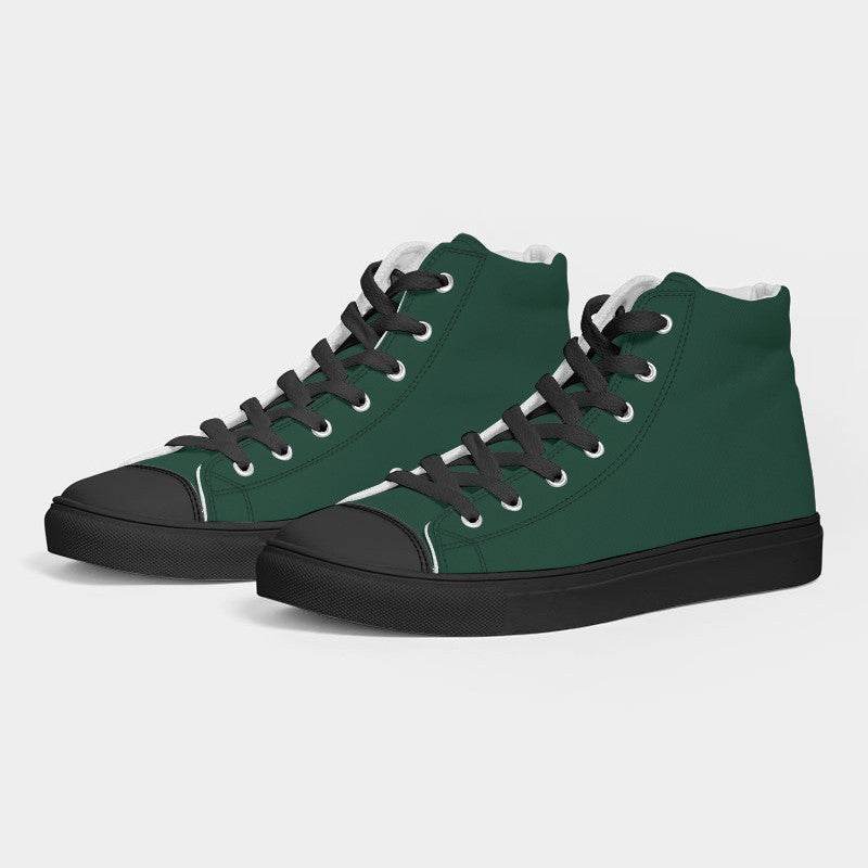 Deep Muted Green Women's High-Top Canvas Sneakers (BGG2-MU-DE) - Side 3