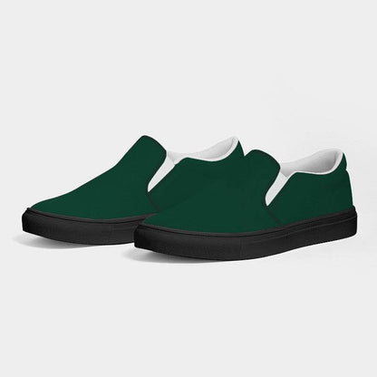 Deep Muted Green Women's Slip-On Canvas Sneakers (BGG2-MU-DE) - Side 3