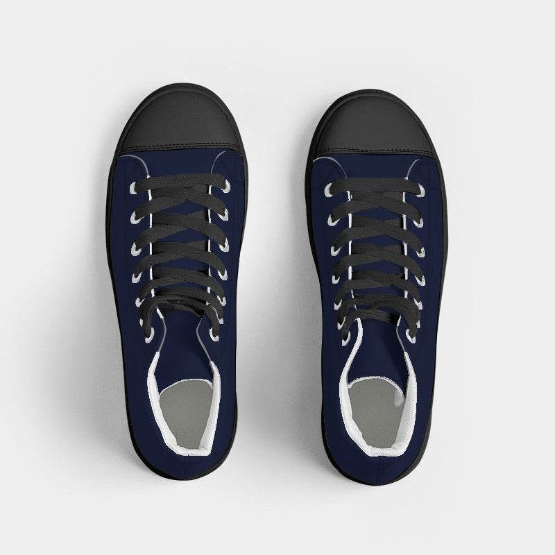 Deep Muted Indigo Men's High-Top Canvas Sneakers (I-MU-DE) - Top