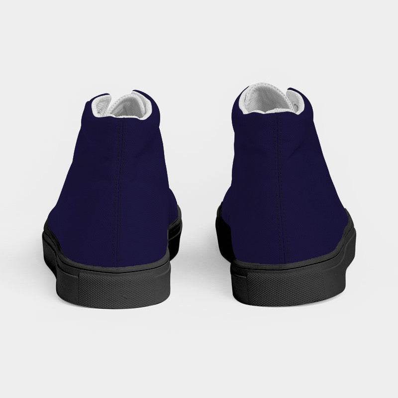 Deep Muted Indigo Men's High-Top Canvas Sneakers (PUI2-MU-DE) - Back