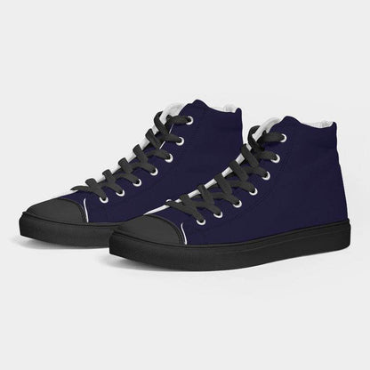 Deep Muted Indigo Men's High-Top Canvas Sneakers (PUI2-MU-DE) - Side 3