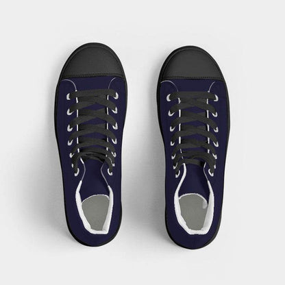 Deep Muted Indigo Men's High-Top Canvas Sneakers (PUI2-MU-DE) - Top