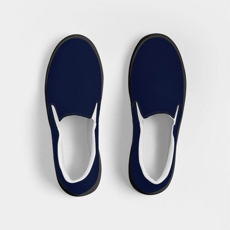 Deep Muted Indigo Men's Slip-On Canvas Sneakers (I-MU-DE) - Top