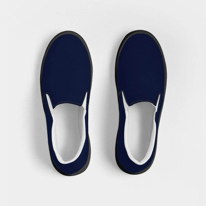 Deep Muted Indigo Men's Slip-On Canvas Sneakers (I-MU-DE) - Top