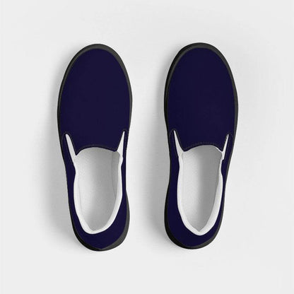 Deep Muted Indigo Men's Slip-On Canvas Sneakers (PUI2-MU-DE) - Top