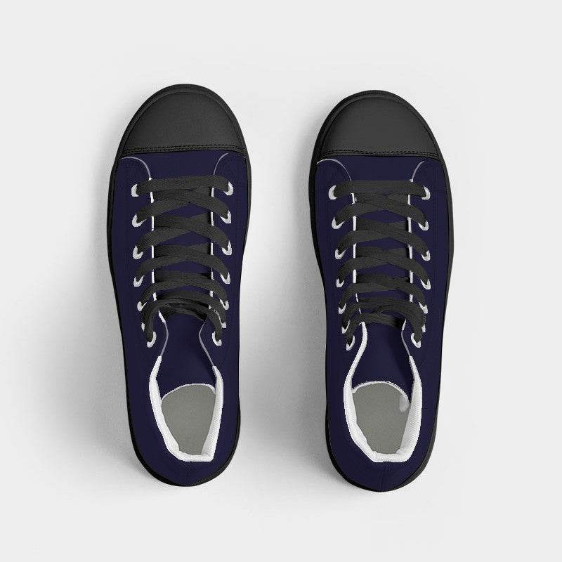 Deep Muted Indigo Women's High-Top Canvas Sneakers (PUI2-MU-DE) - Top