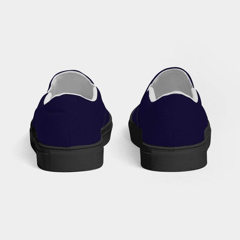 Deep Muted Indigo Women's Slip-On Canvas Sneakers (PUI2-MU-DE) - Back