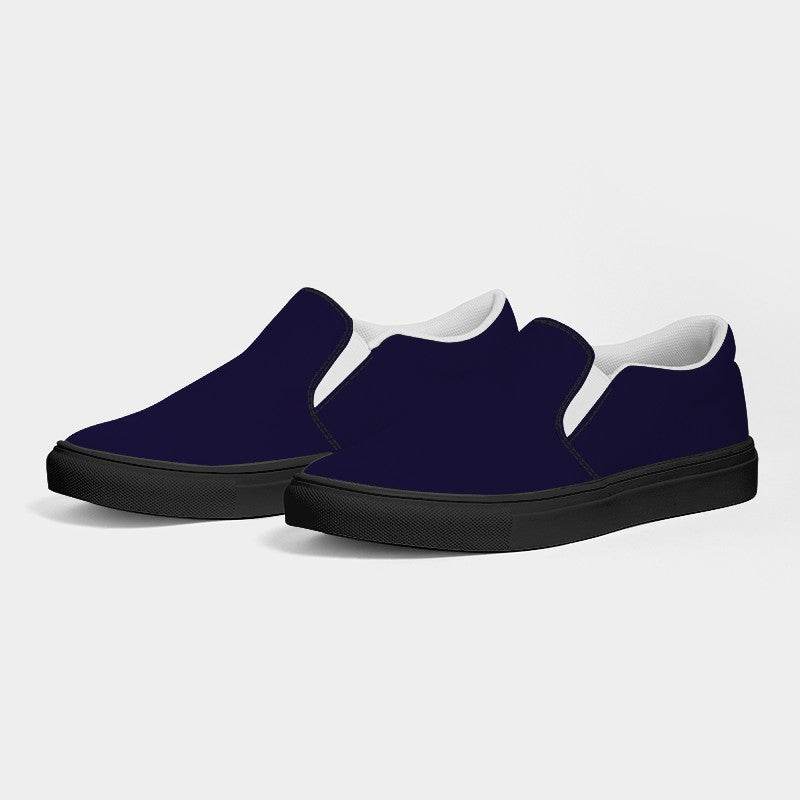 Deep Muted Indigo Women's Slip-On Canvas Sneakers (PUI2-MU-DE) - Side 3