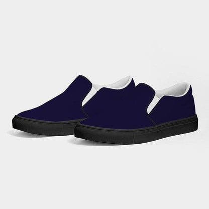 Deep Muted Indigo Women's Slip-On Canvas Sneakers (PUI2-MU-DE) - Side 3