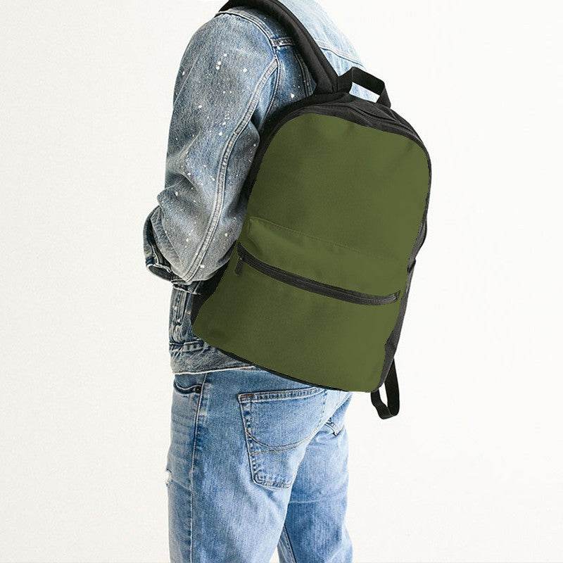 Deep Muted Lime Canvas Backpack (L-MU-DE) - Man Back CloseUp