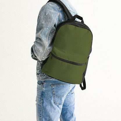 Deep Muted Lime Canvas Backpack (L-MU-DE) - Man Back CloseUp